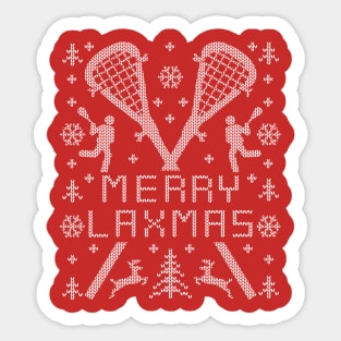 Merry Laxmas Funny Lacrosse Ugly Christmas Sweater Sticker